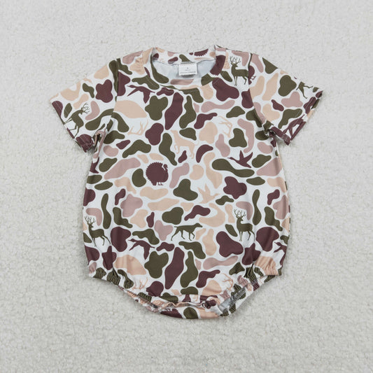 RTS NO MOQ（In Stock) SR3451 Mama's Boy Duck and Puppy Camouflage Short-Sleeve Jumpsuit