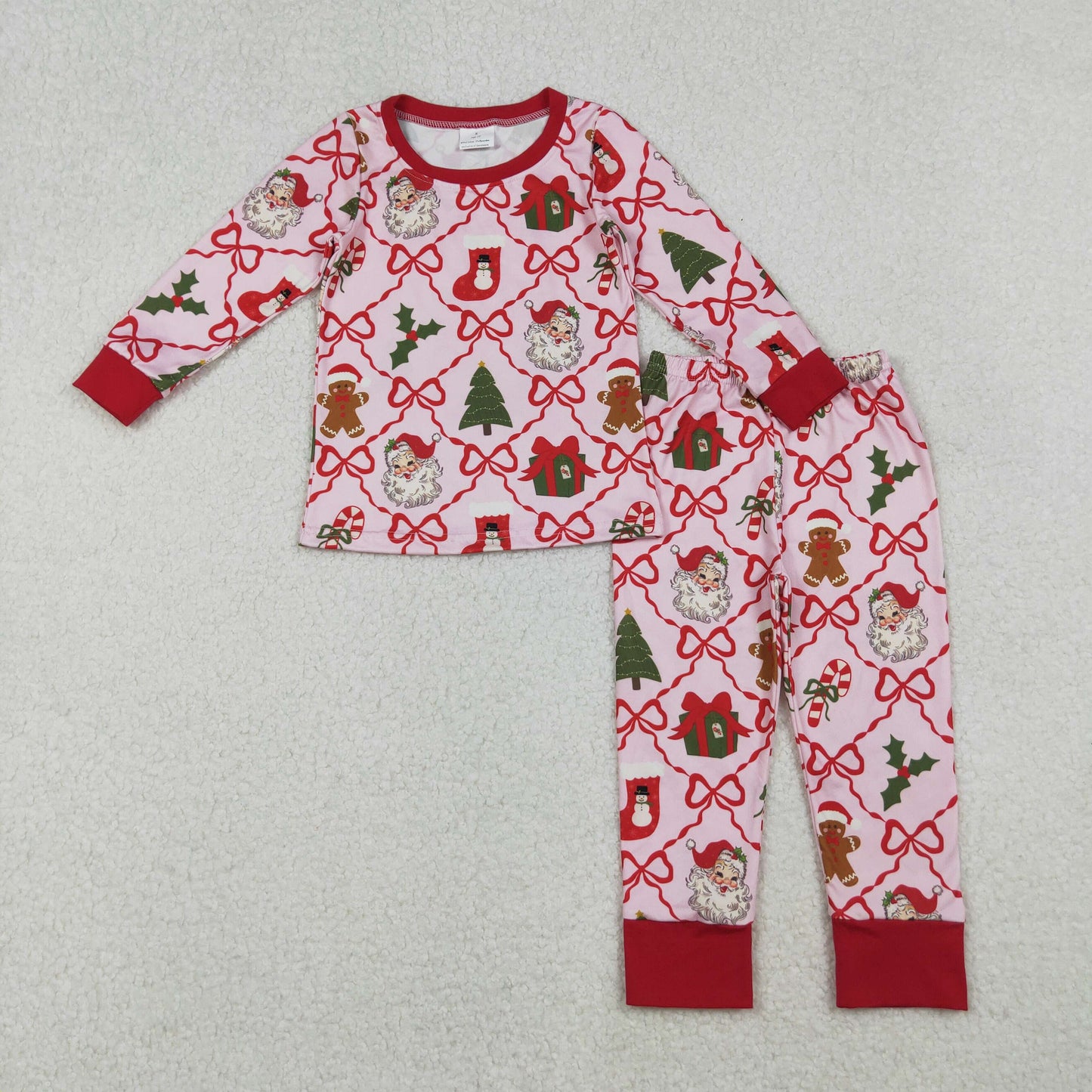 12/18m-7/8t RTS NO MOQ Sibling Baby girls clothes Christmas long sleeve pants sets and rompers
