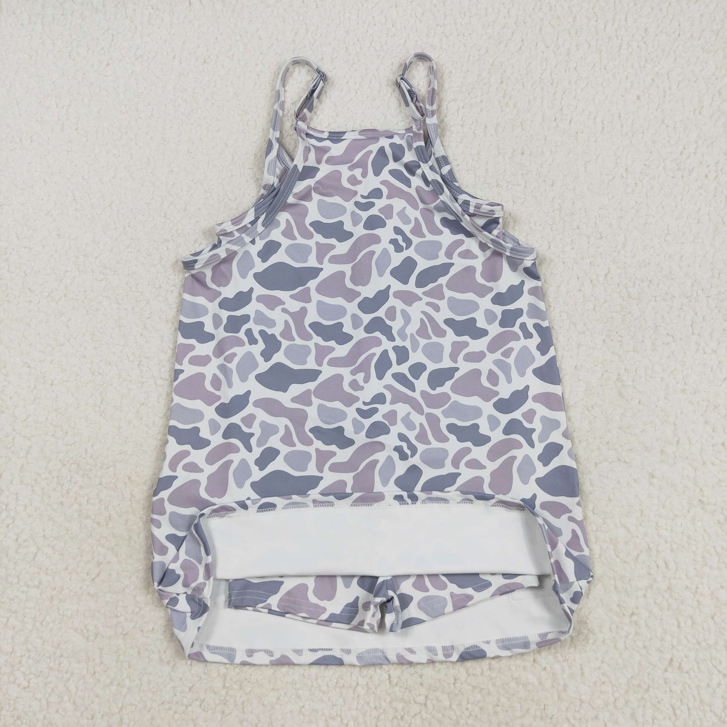 RTS NO MOQ（In Stock) GSD2723 Gray-blue camouflage pocket yoga dress