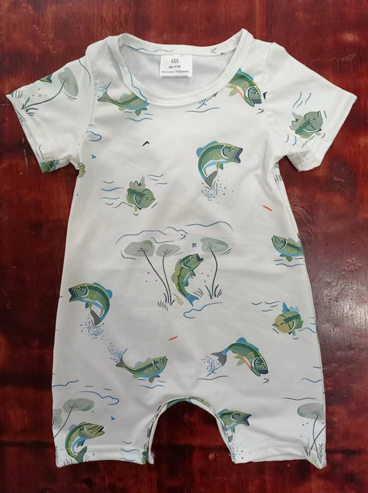 custom moq 5 eta 4-6weeks mix size baby boys clothes fish short sleeve summer Romper