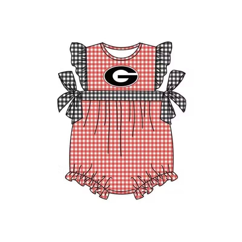 deadline time MAY 26  custom no moq baby girls romper  Team red and white stripes