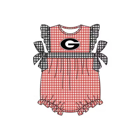 deadline time MAY 26  custom no moq baby girls romper  Team red and white stripes