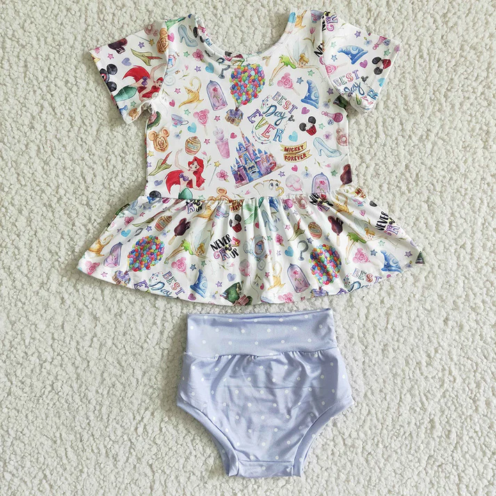 RTS NO MOQ Baby girl clothes Shorts Sleeve briefs sets Mixed Sizes