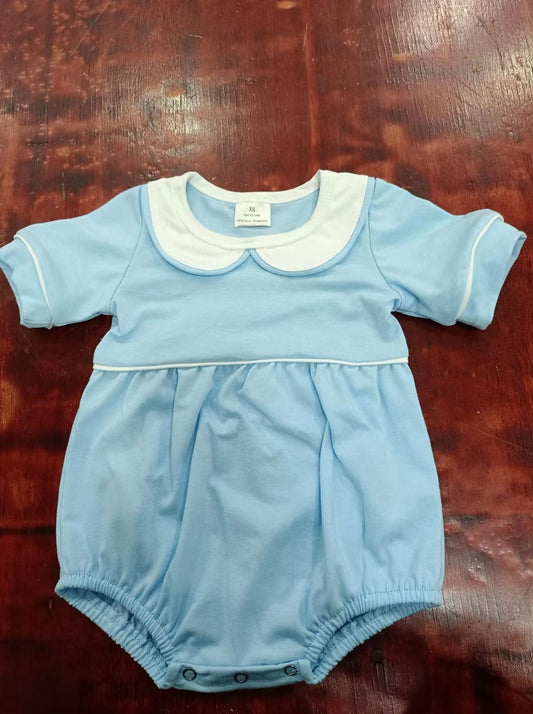 custom moq 5 eta 4-6weeks mix size baby girls clothes blue flying sleeve summer Romper