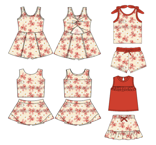 custom moq 3 eta 6-8weeks baby Girls clothes bow Short Sleeve Shorts Climbing Suit yoga dress