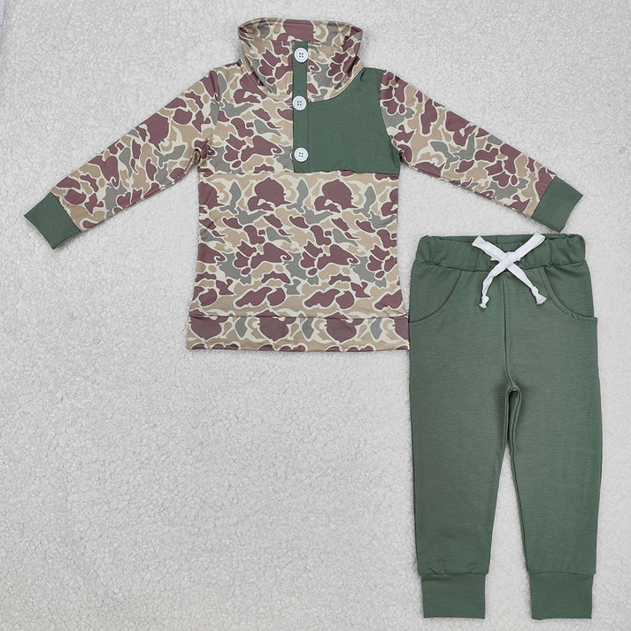 RTS NO MOQ Baby Boy Camouflage Top Bell Pants Clothes Sets