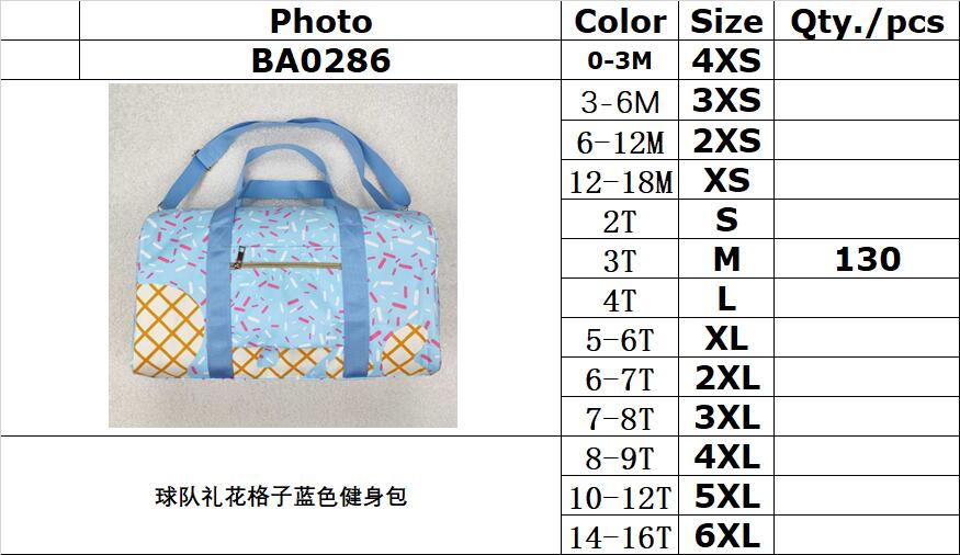 RTS NO MOQ ETA 5/7days arrived BA0286 Team fireworks plaid blue gym bag