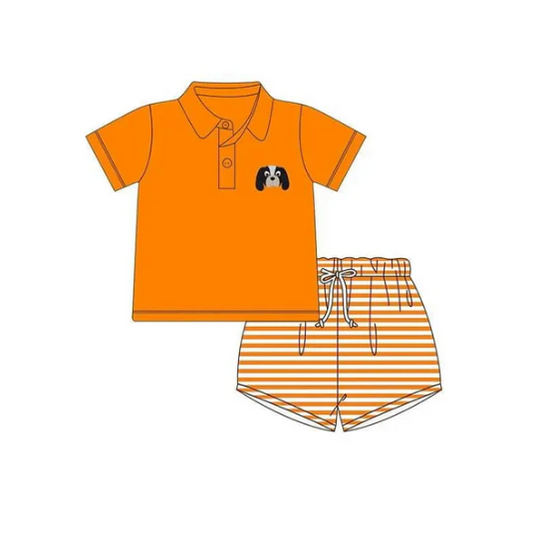 Deadline: February 26 CUSTOM no moq TN Boys Short Sleeve Shorts Puppy Orange Bow Tie Suit