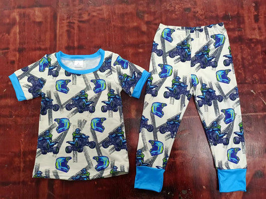 custom moq 5 eta 5weeks mix size boys blue short sleeve pants Suit