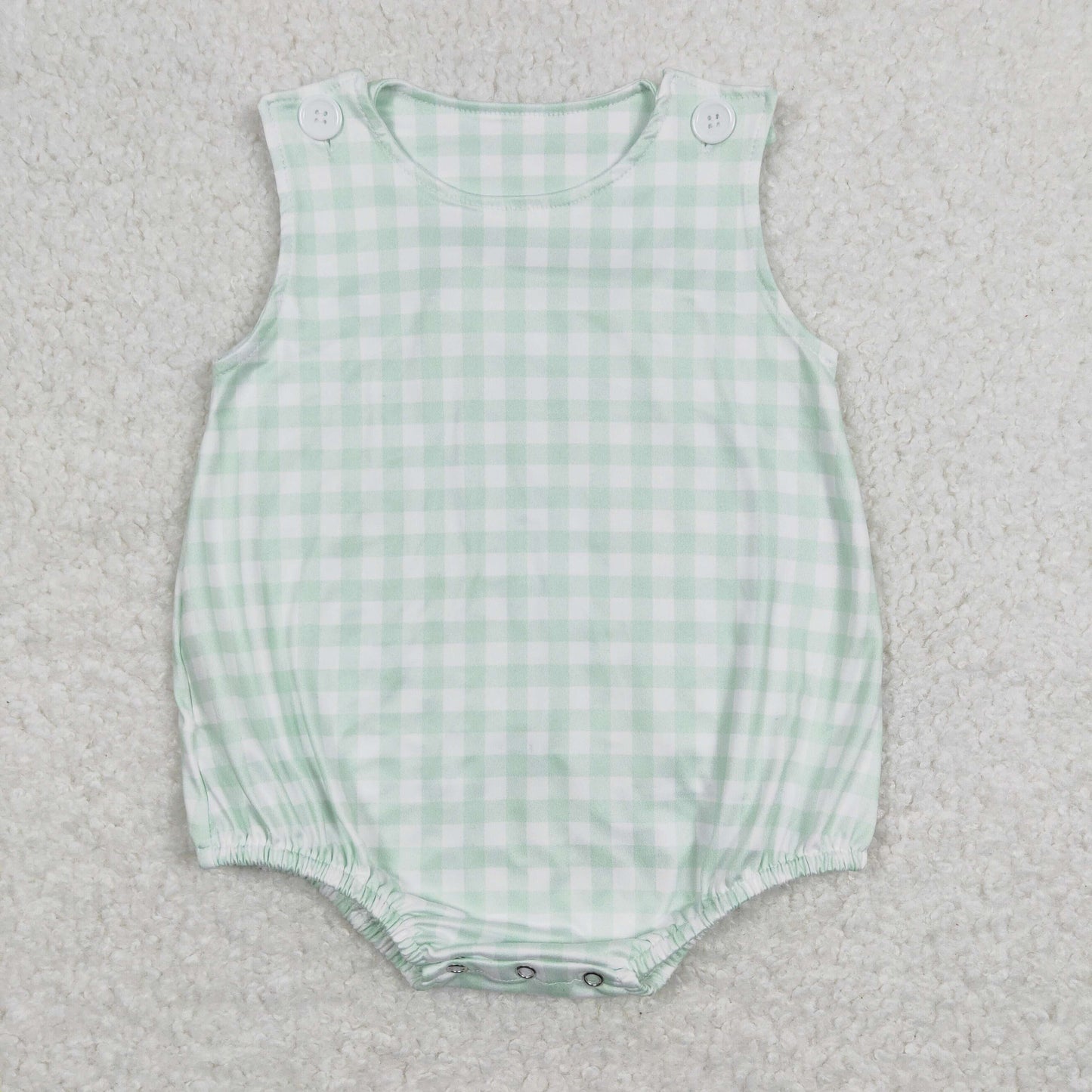 SR0892 Green and white plaid vest jumpsuit