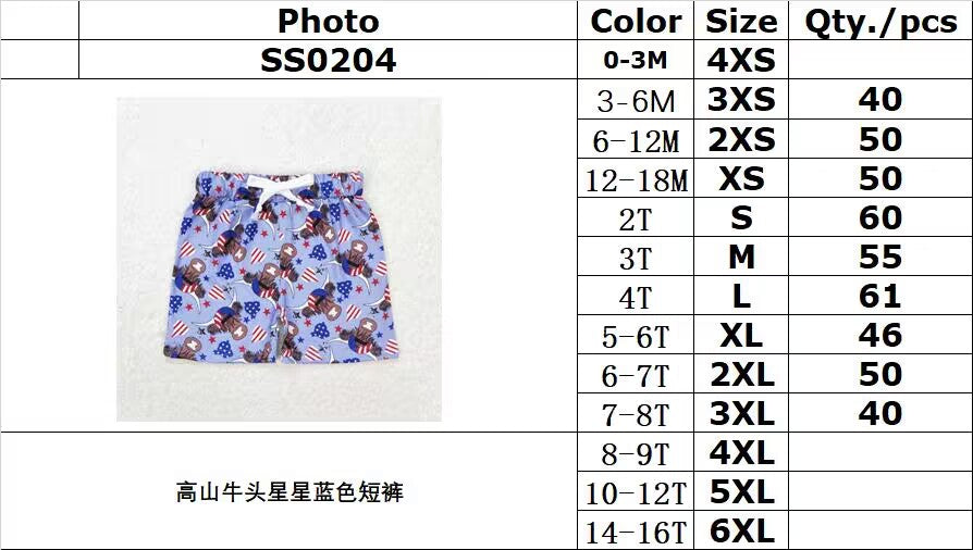 rts no moq SS0204 Alpine bull head star blue shorts