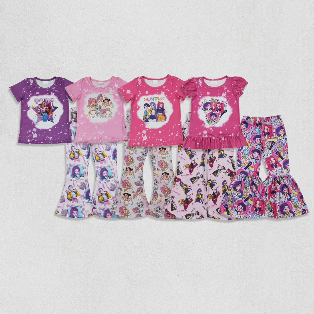 12/18m-14/16t RTS NO MOQ Sibling baby girl clothes cartoon short-sleeved pants sets