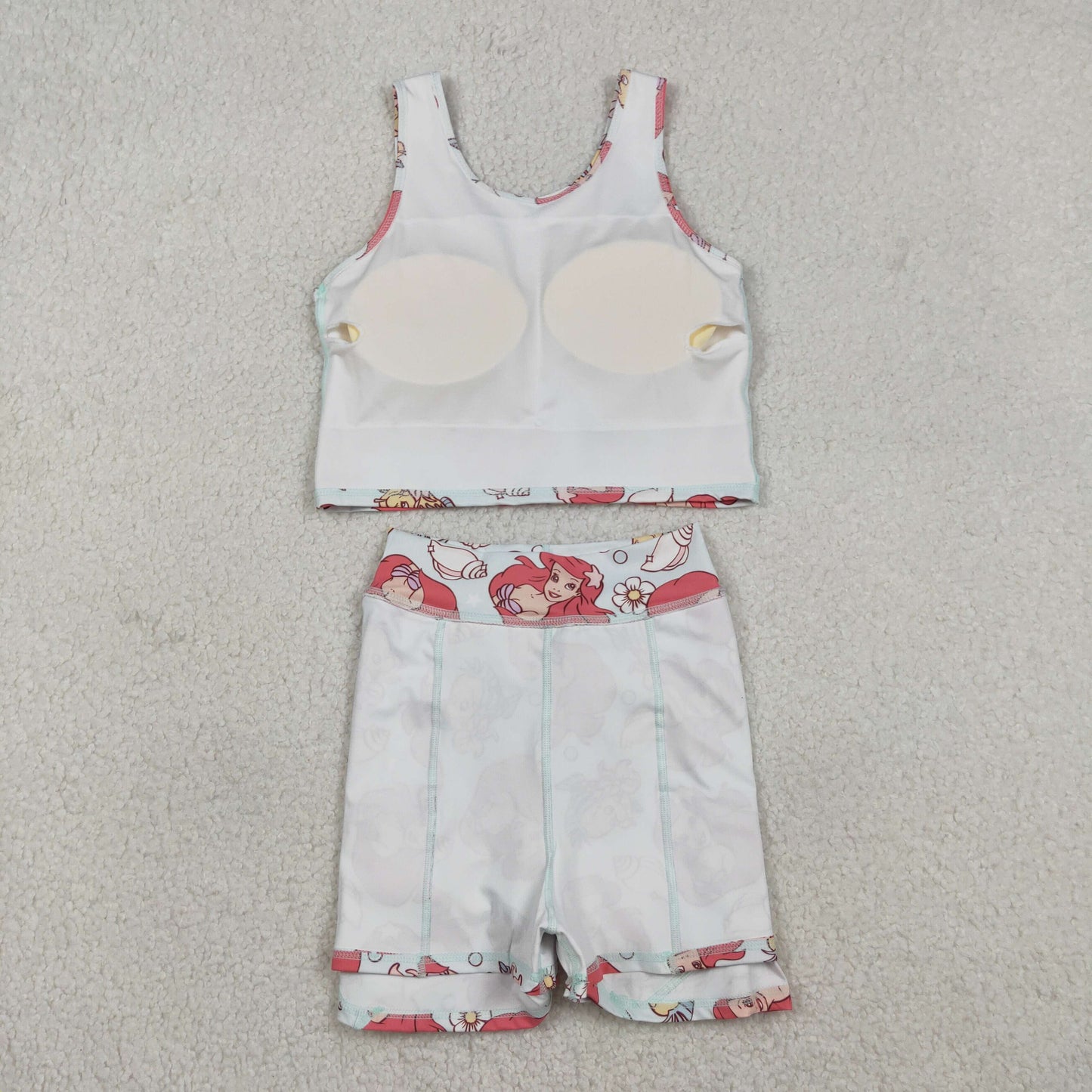 RTS NO MOQ（In Stock) Mermaid Princess Fish Blue Vest Skirt Yoga Set