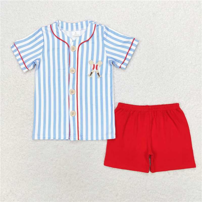 RTS NO MOQ Girls Boys embroidery baseballl Clothes Sets and romper