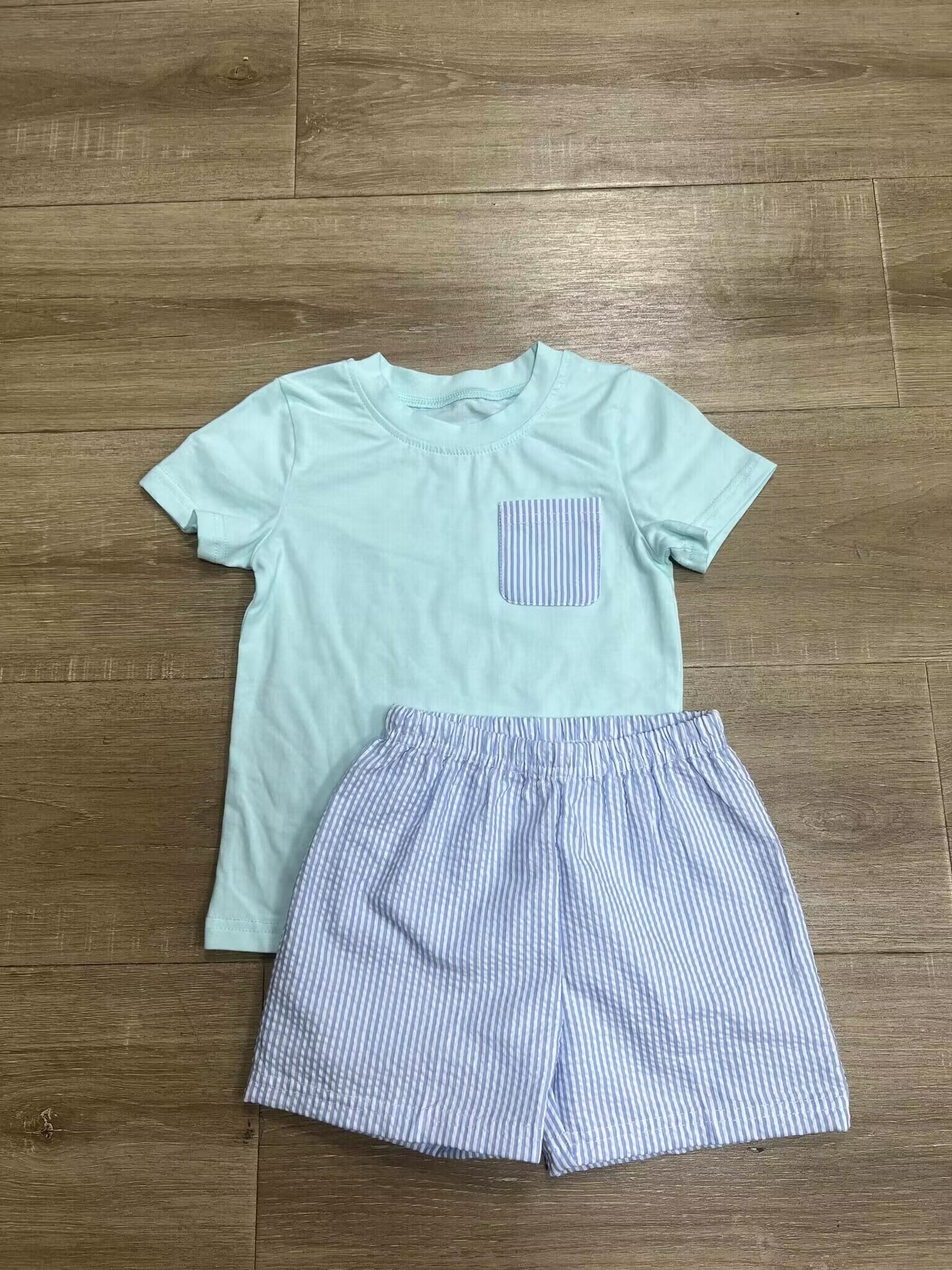 custom moq 5 eta 4-5 weeks baby boys clothes short sleeve striepd shorts summer outfit