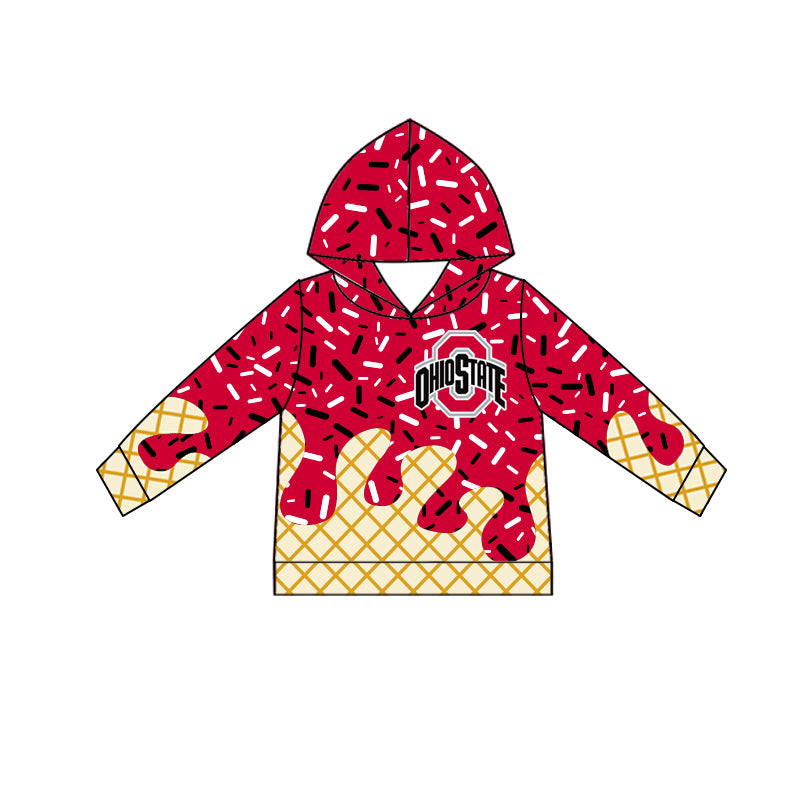 Custom summer teams baby girls clothes team red hooded long sleeve tops and skirts and shorts-25.5.14