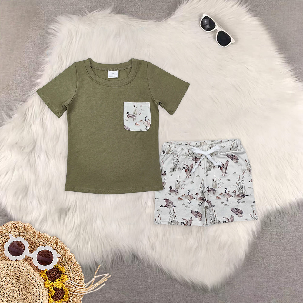 RTS NO MOQ boy clothes camouflage short-sleeved shorts suit & short-sleeved sets