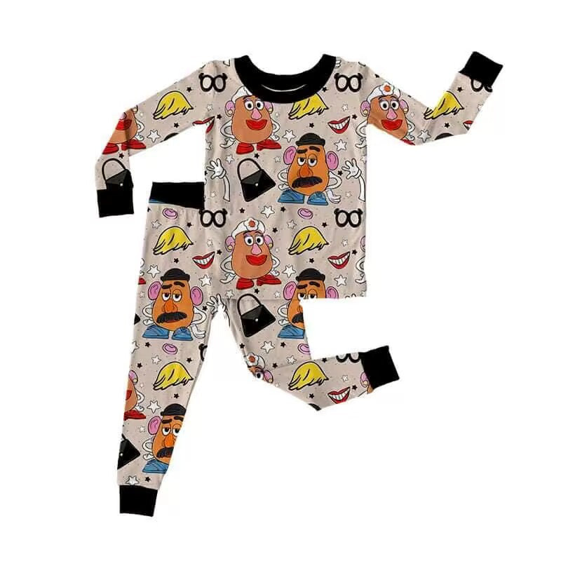 custom moq 5 eta 5-6weeks baby boys clothes cartoon long Sleeve pants pajama Set