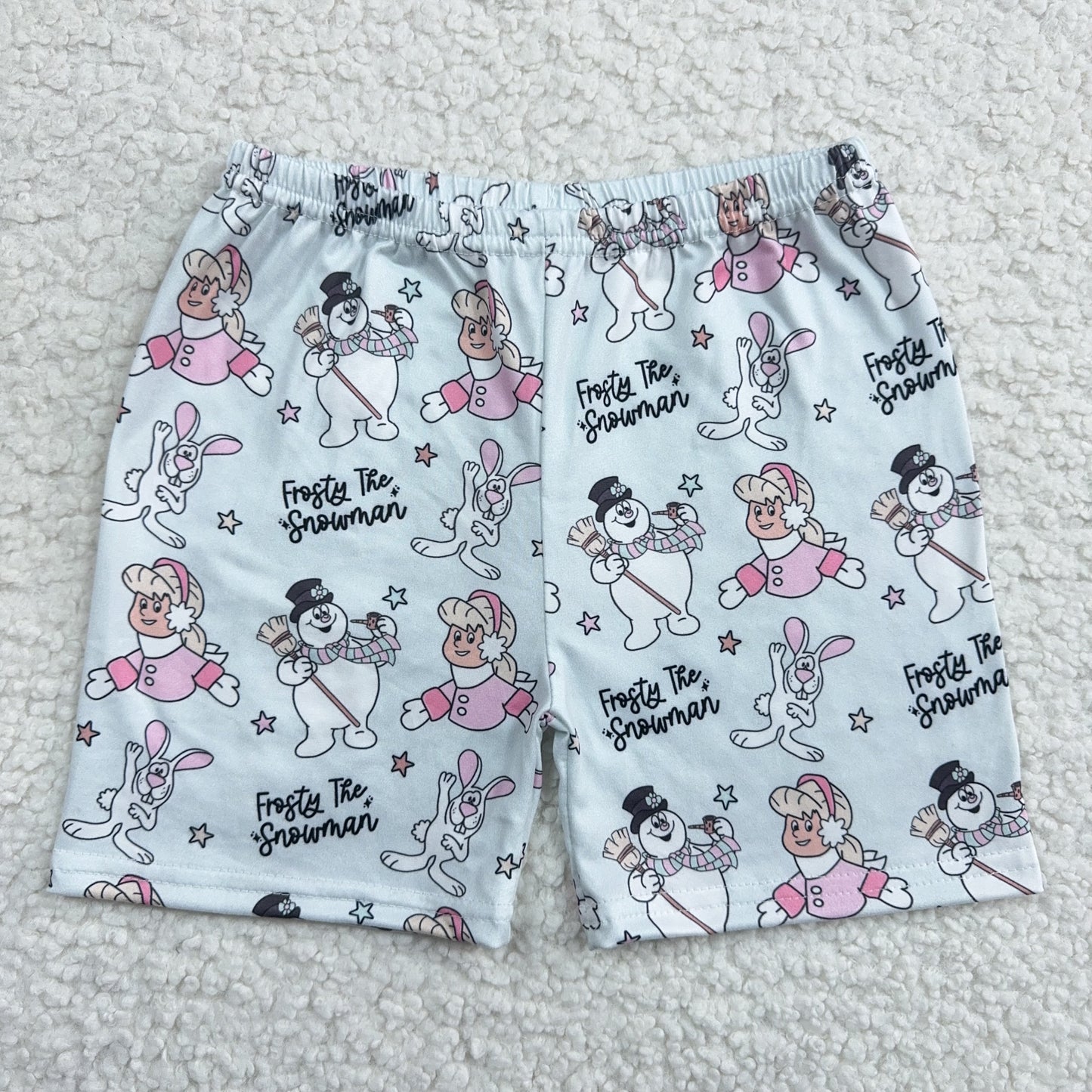 RTS SALES NO MOQ Blue Girls Snowman Shorts