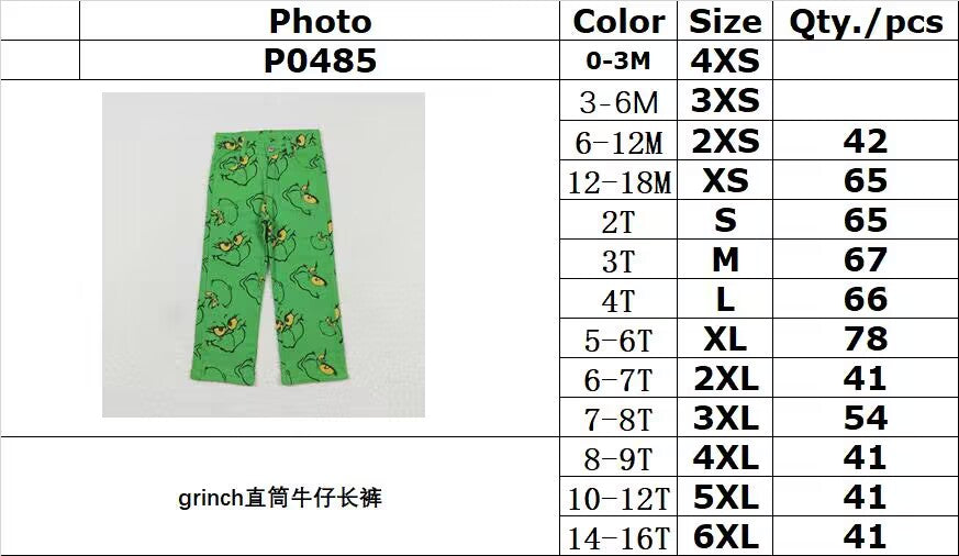 rts no moq P0485 Grinch Straight Denim Pants