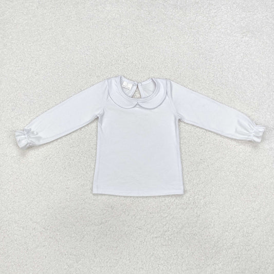 RTS NO MOQ ETA 5/7days arrived GT0710 Pure white doll collar long-sleeved top