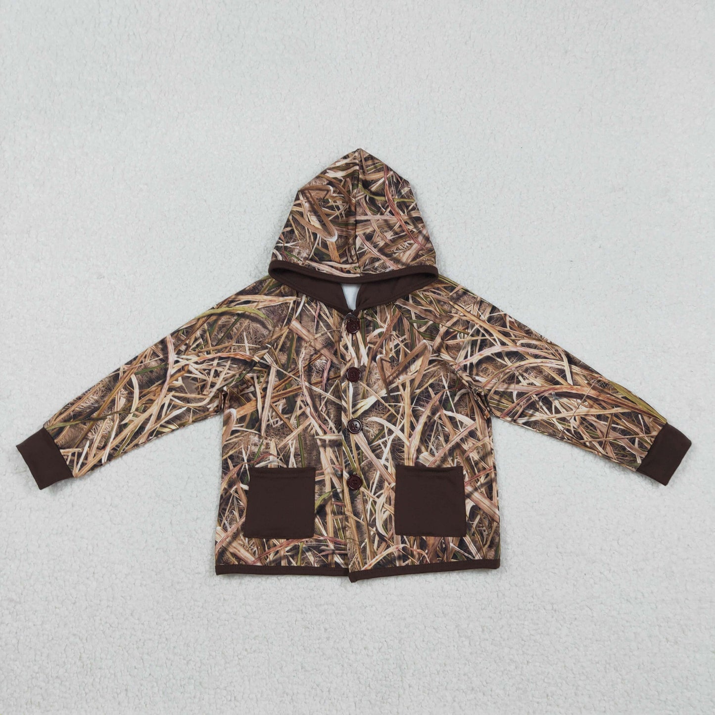 RTS NO MOQ（In Stock) Pocket Hunting Dead Leaf Grass Hooded Jacket Long-Sleeve Top