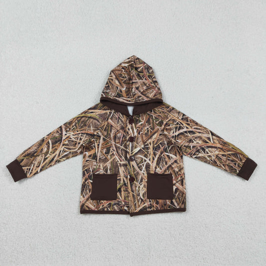 RTS NO MOQ（In Stock) Pocket Hunting Dead Leaf Grass Hooded Jacket Long-Sleeve Top