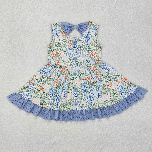 RTS NO MOQ ETA 5/7days Arrived GSD1086 Flower floral polka dot blue lace sleeveless dress