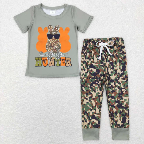 RTS NO MOQ Easter HUNTER Camouflage Rabbit Short Sleeve Pants Suit