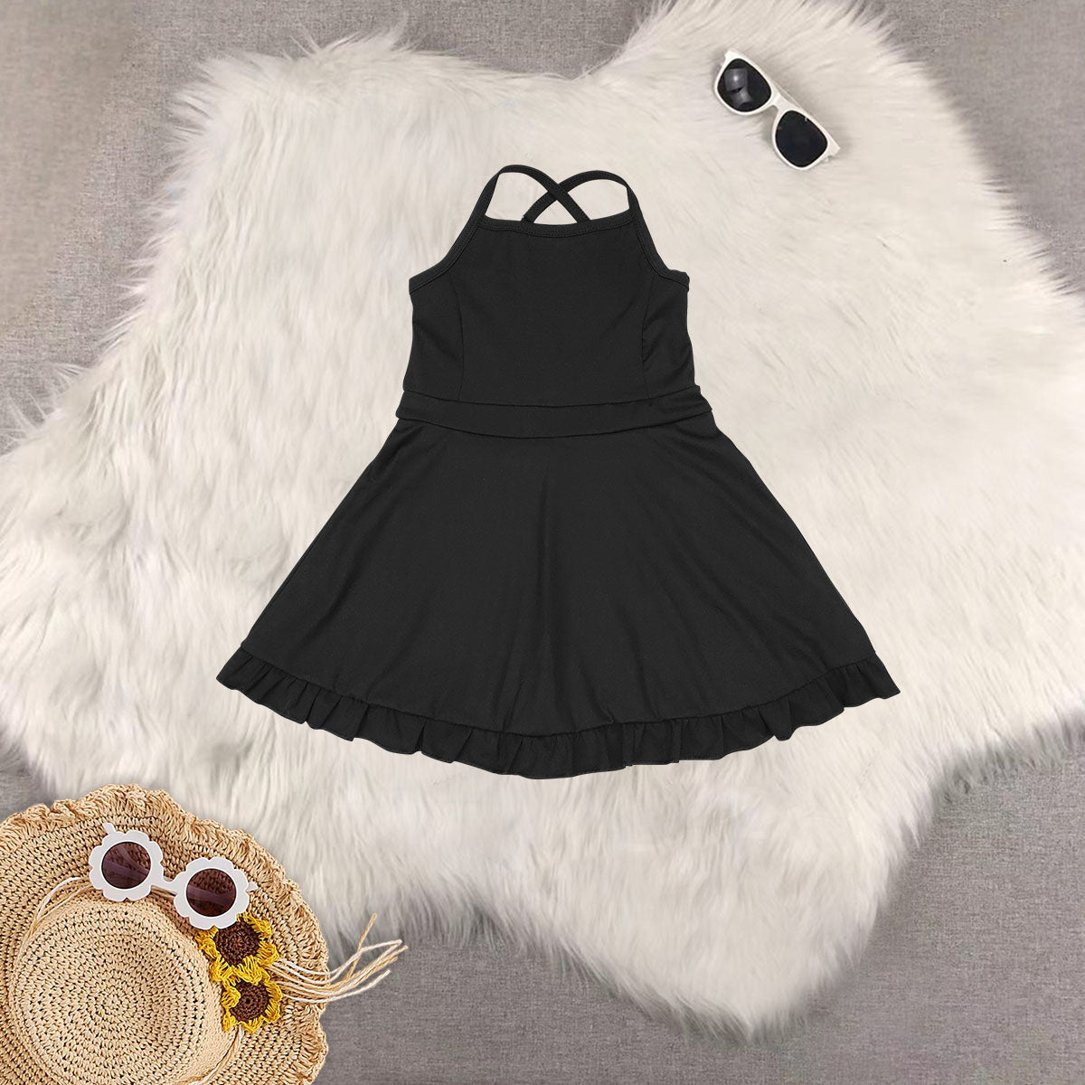 RTS NO MOQ baby girl clothes Solid red sportswear skirt swimsuit