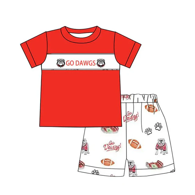 PRE ORDER Deadline August 3 close custom no moq Children's boutique clothing Red short-sleeved shorts suit