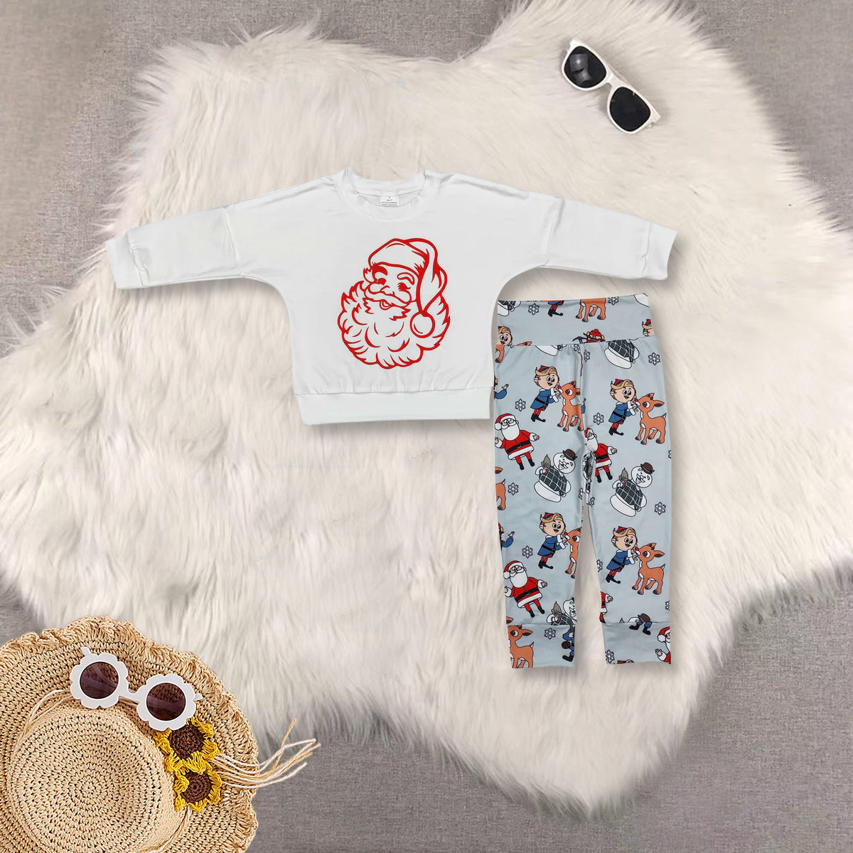 RTS NO MOQ baby girl clothes Christmas long sleeve Rompers Clothes Sets