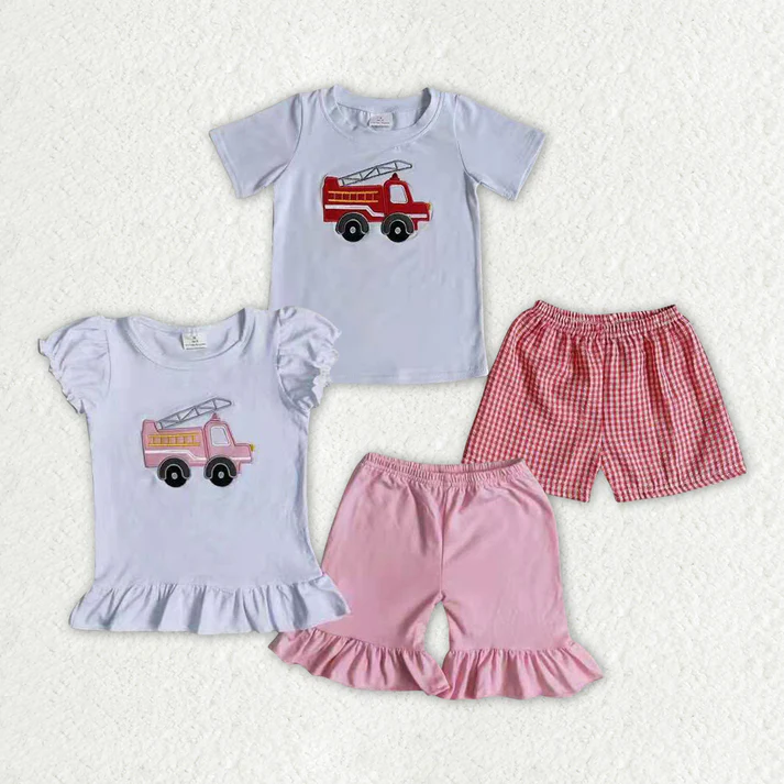 RTS NO MOQ baby girls Clothes short sleeve shorts Sets