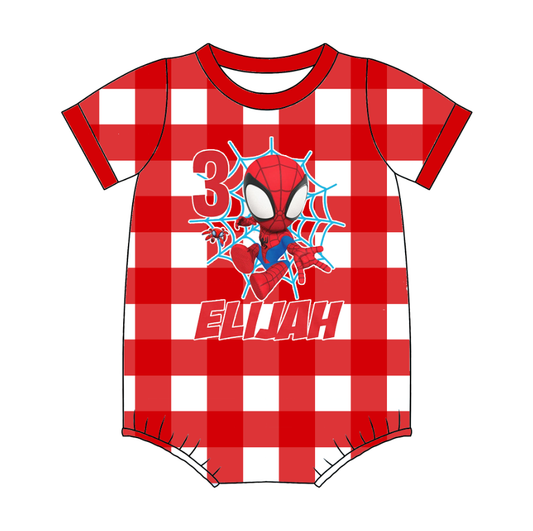 Custom moq 5 mix size milk silk baby boy clothes cartoon red short sleeve romper