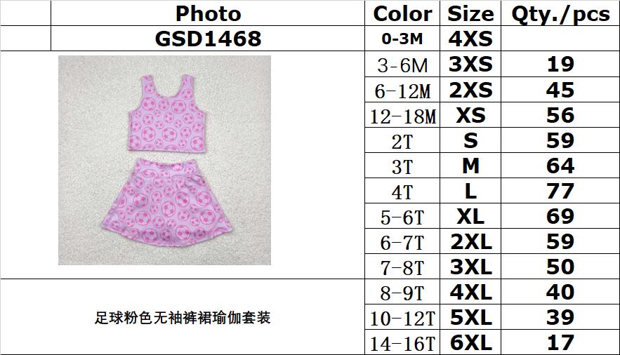 RTS NO MOQ GSD1468 Football pink sleeveless pants skirt yoga set