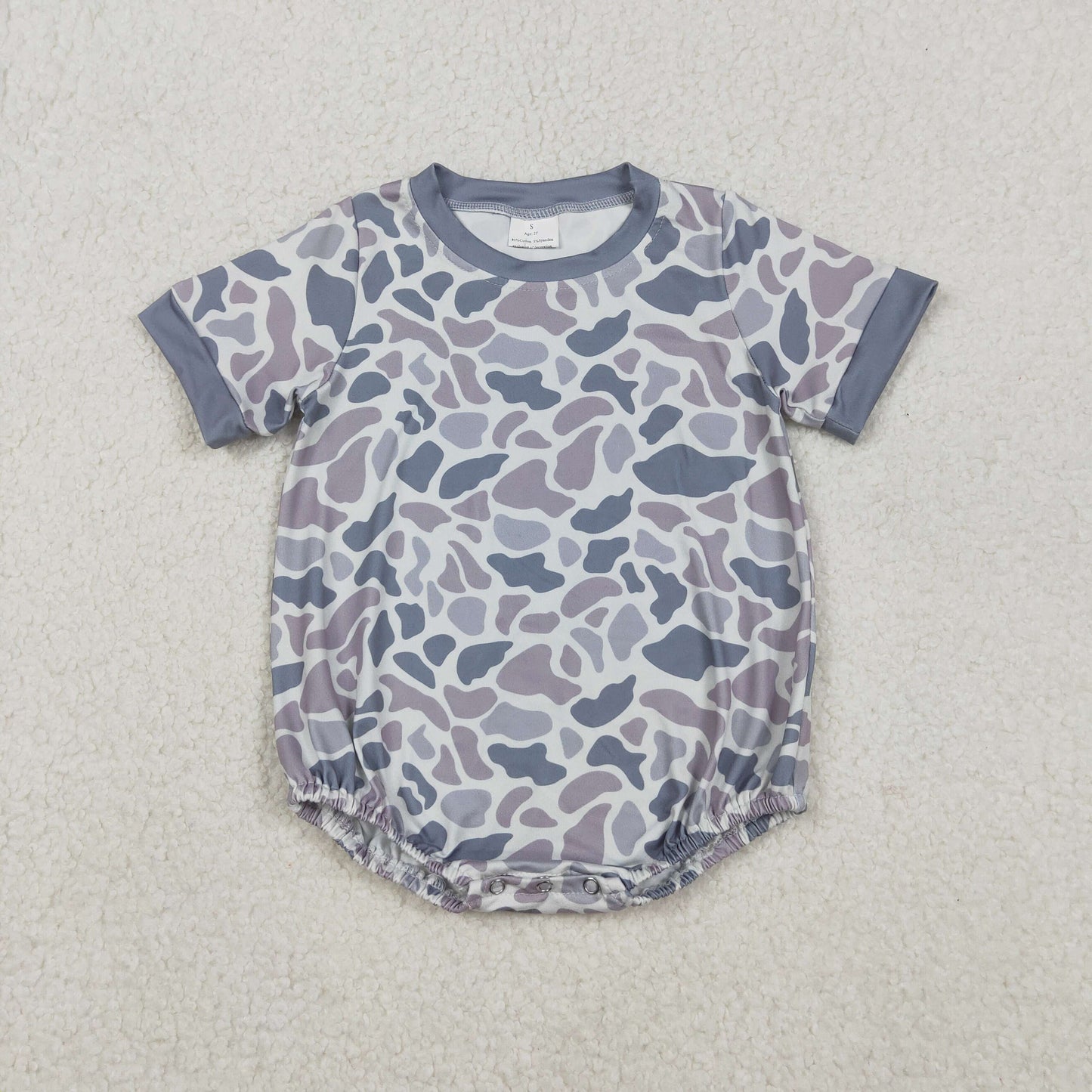 RTS NO MOQ（In Stock) SR3243 Gray-blue camouflage short-sleeved bodysuit