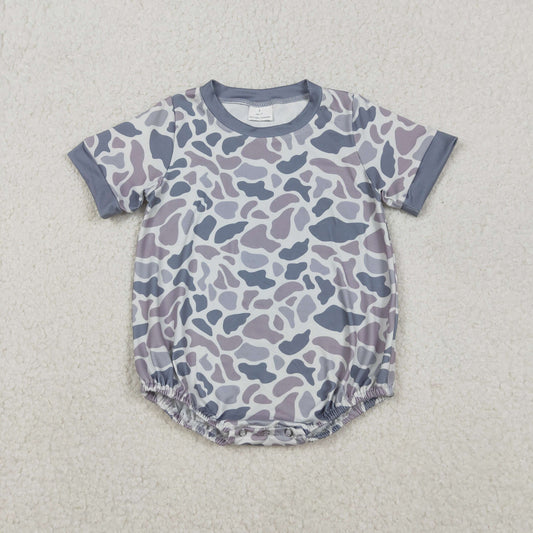 RTS NO MOQ（In Stock) SR3243 Gray-blue camouflage short-sleeved bodysuit