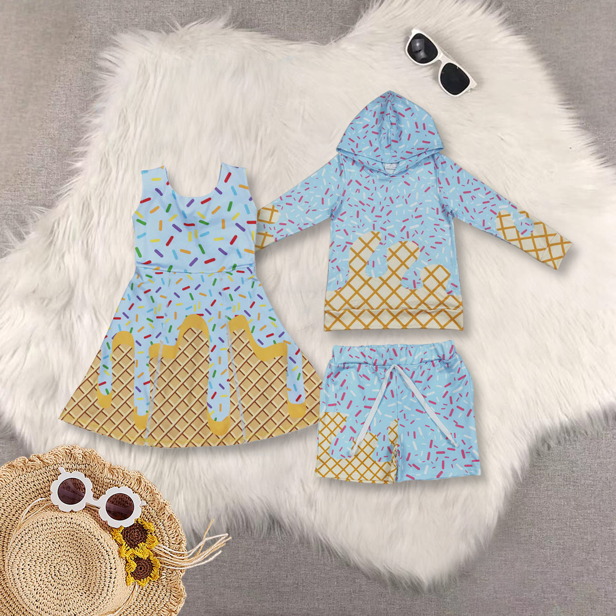 RTS NO MOQ Sibling baby girl clothes yoga team sleeveless dress and top and shorts