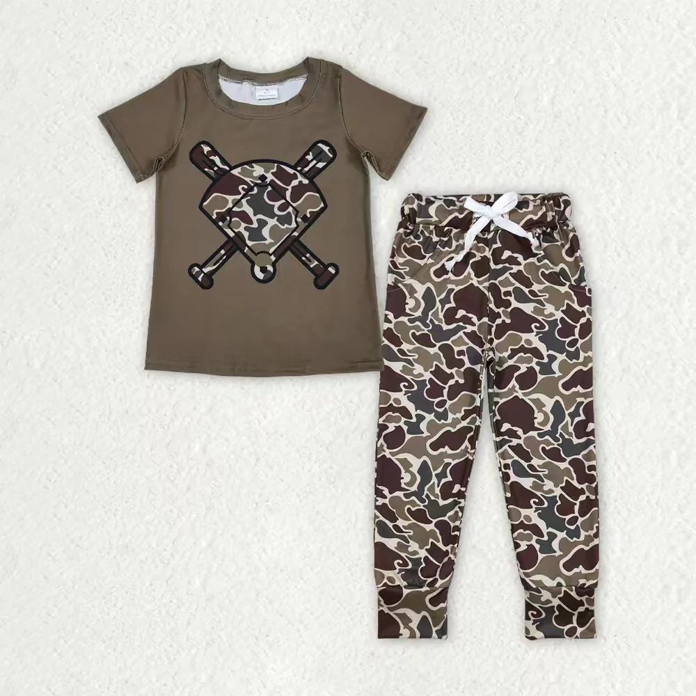 RTS NO MOQ Sibling Baby boy clothes camouflage short-sleeved pants sets