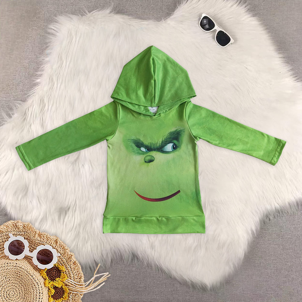 RTS NO MOQ baby girl clothes Christmas hooded long sleeved tops