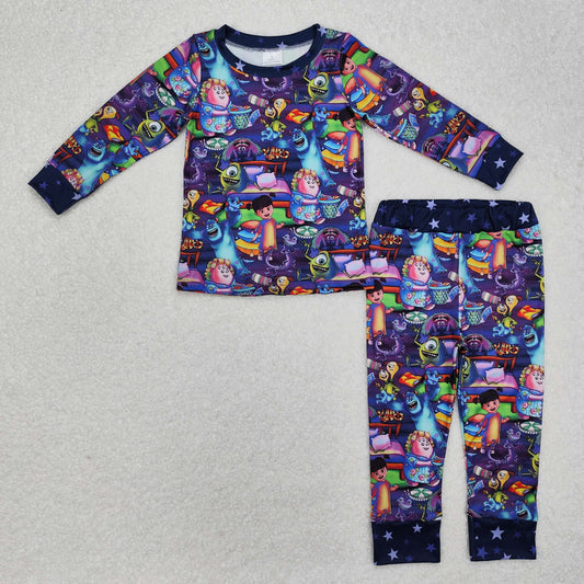 RTS NO MOQ ETA 5/7days Arrived GLP2268 Monsters University purple long-sleeved long pants pajama set