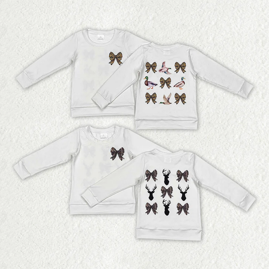 RTS NO MOQ  Baby Girls Bows Ducks Deer Hunting Season Tee Shirts Tops