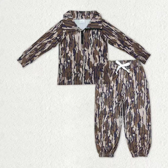 RTS NO MOQ Sibling Baby boy clothes yoga camouflage long-sleeved trousers suits and adult set