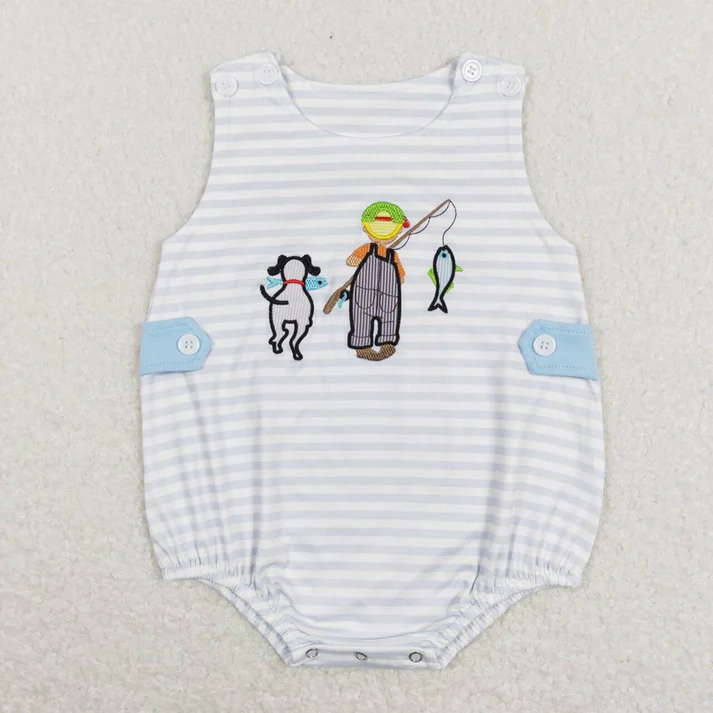 RTS NO MOQ Baby boy clothes embroidery Shorts Sleeve Romper Mixed Sizes