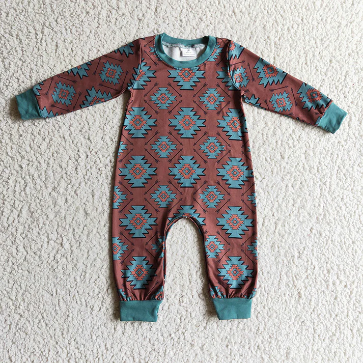 RTS NO MOQ Baby Boys Alpine Yak-Cactus Long Romper