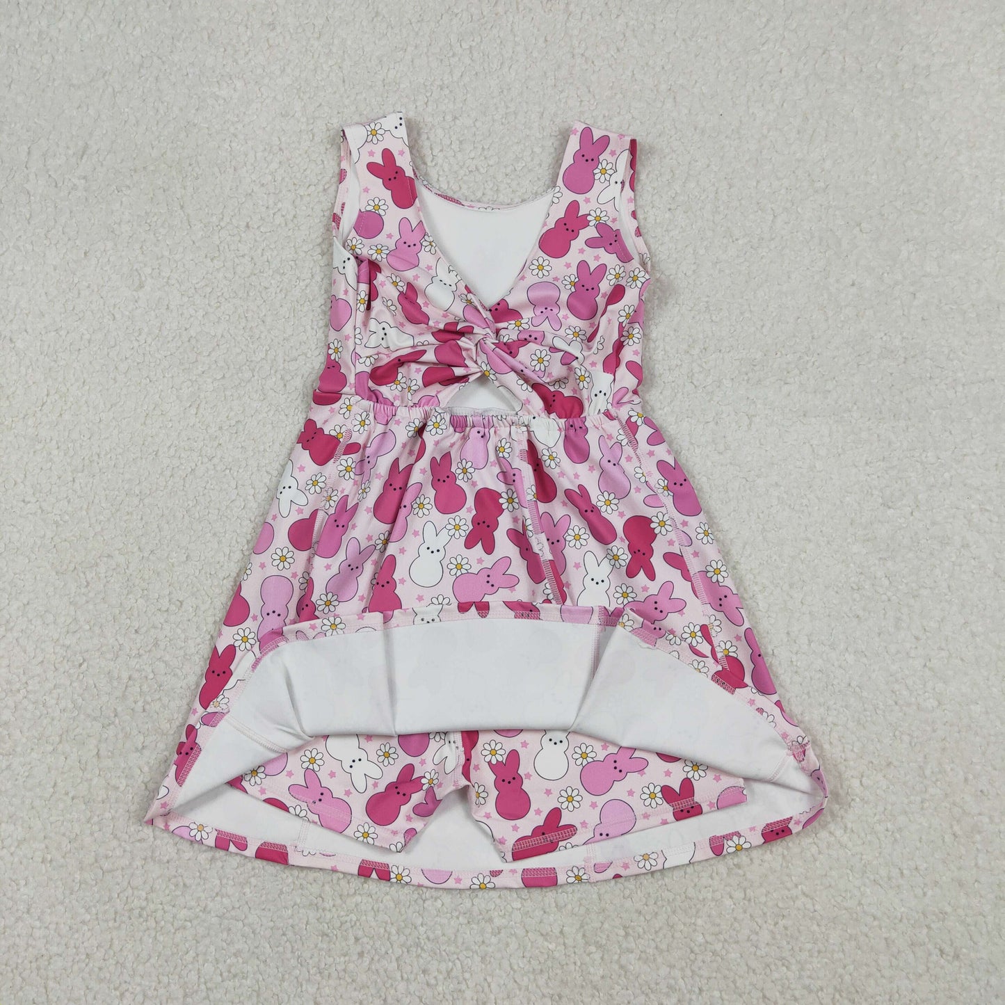RTS NO MOQ（In Stock) Easter Flower Star Rose Red Bunny Yoga Sleeveless Dress