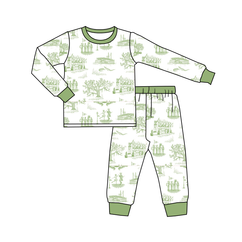 Custom NOLA TOILE COLLECTION  Green tree house summer  baby girls sets