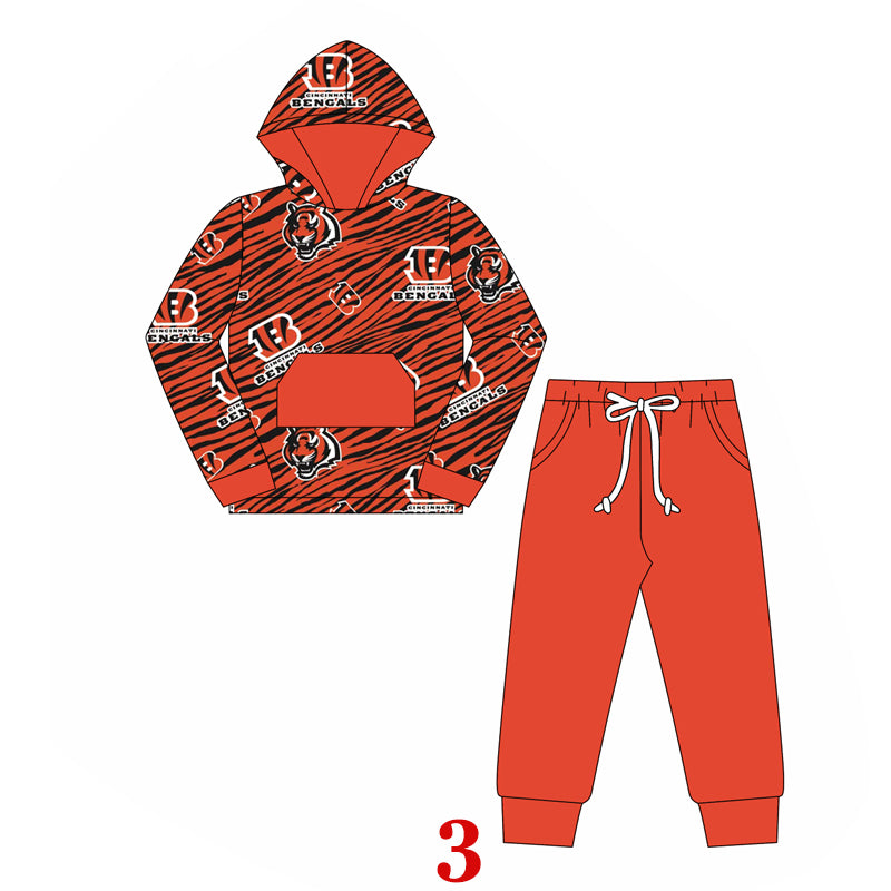 Deadline September 24 custom no moq eta 6-8weeks Letter B-Tiger Head Pattern Vermillion Red Hooded Long Sleeve Suit