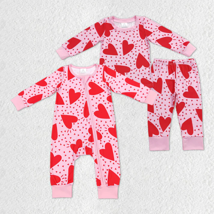 RTS NO MOQ Baby Girls Valentine love long-sleeved trousers suit & romper