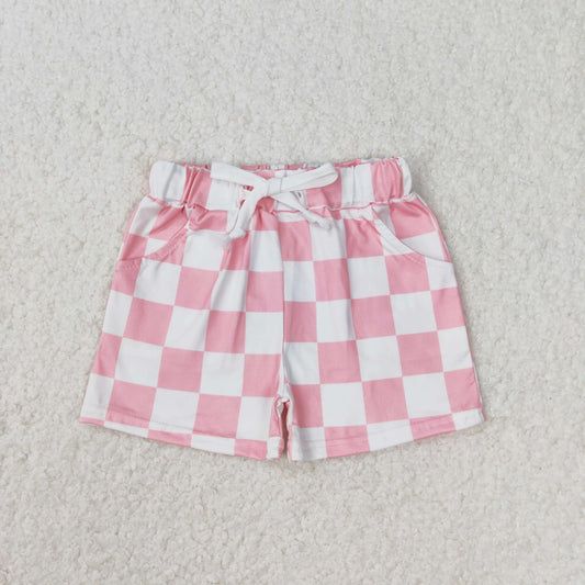 rts no moq SS0258 Pink and white plaid shorts